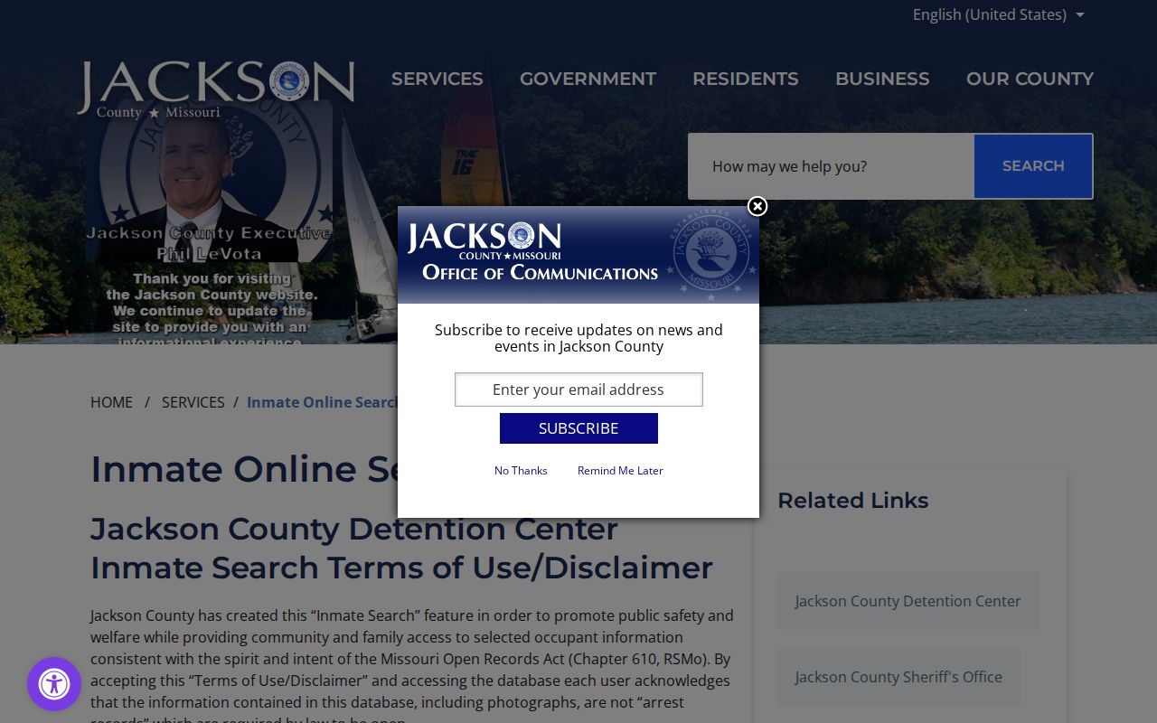 Jackson County release search terms and operational data limits